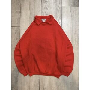 Vintage Red Polo Collar Sweatshirt